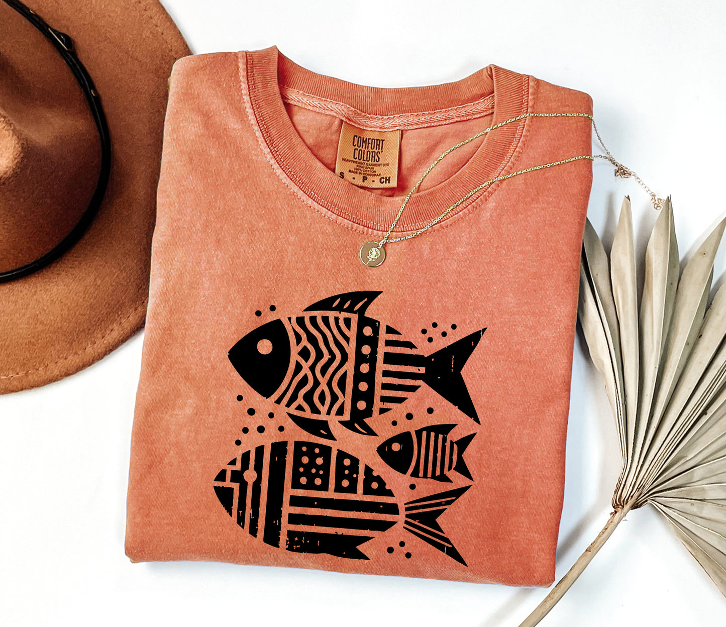 Boho Fish Graphic Tee, Ocean Lover Shirt, Retro Beach T-Shirt, Summer Vacation Tee, Coastal Comfort Colors Shirt